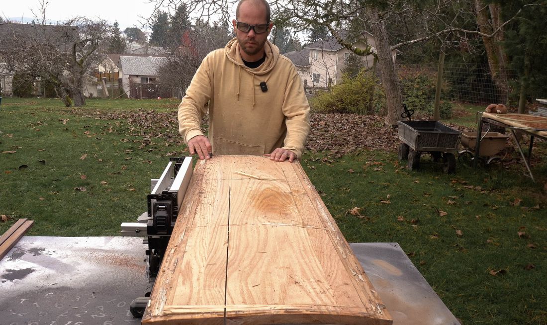 sawing wooden table