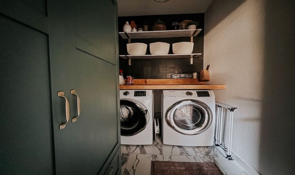 laundry room cabinets refinished, modern laundry room, green cabinets