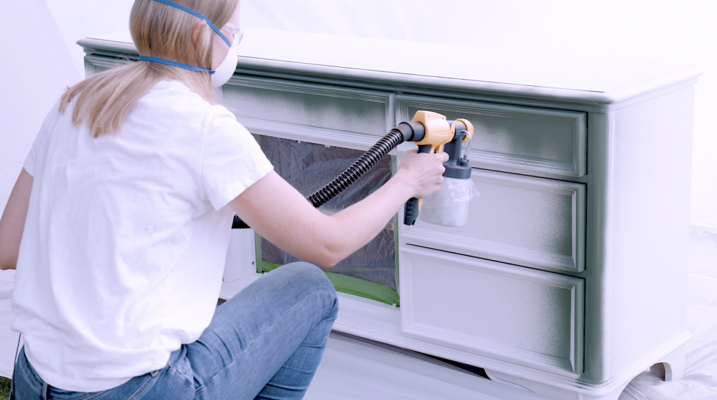 painting furniture with a paint sprayer