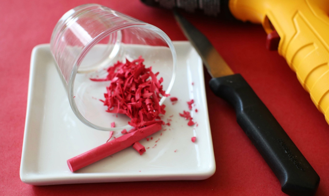 Cut crayons into chips and shards